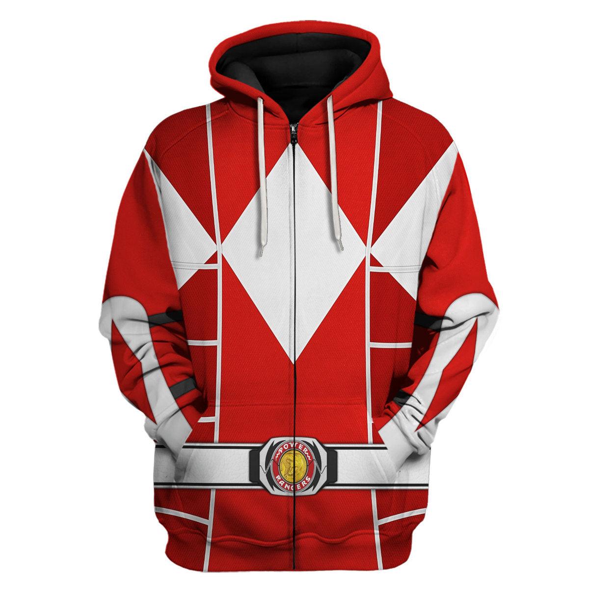 Red Ranger Mighty Morphin Cosplay Hoodies Sweatshirt T-shirt Hawaiian - Gearhomie.com