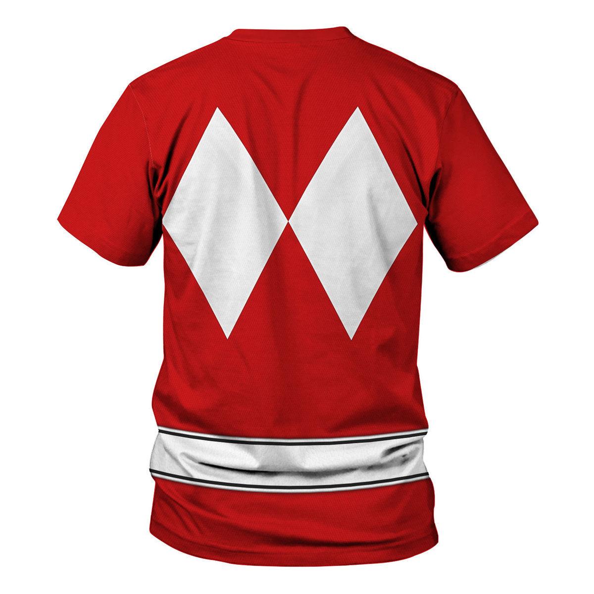 Red Ranger Mighty Morphin The Movie (1995) Hoodies Sweatshirt T-shirt Hawaiian - Gearhomie.com