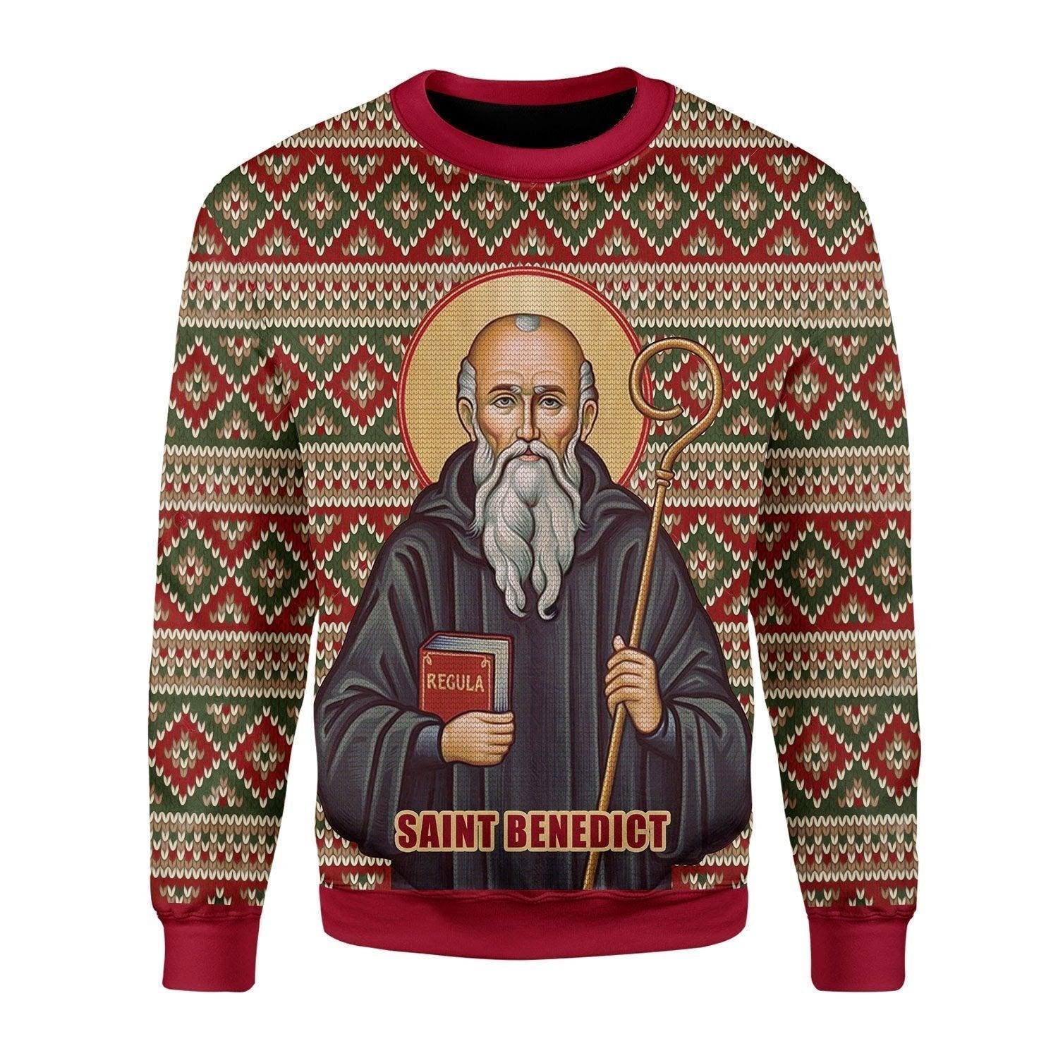 Saint Benedict Christmas Sweater - DucG