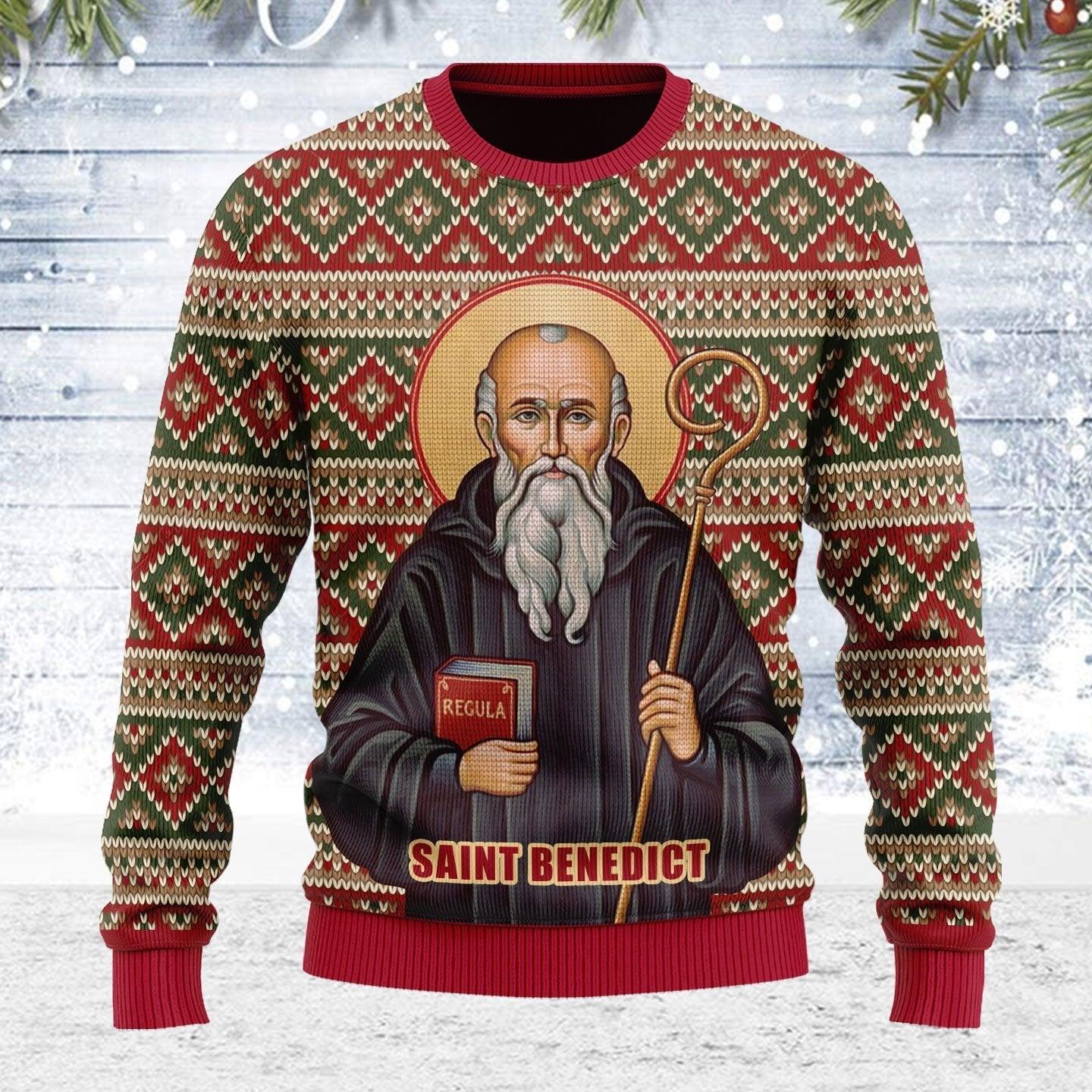 Saint Benedict Ugly Christmas Sweater - CustomsPig