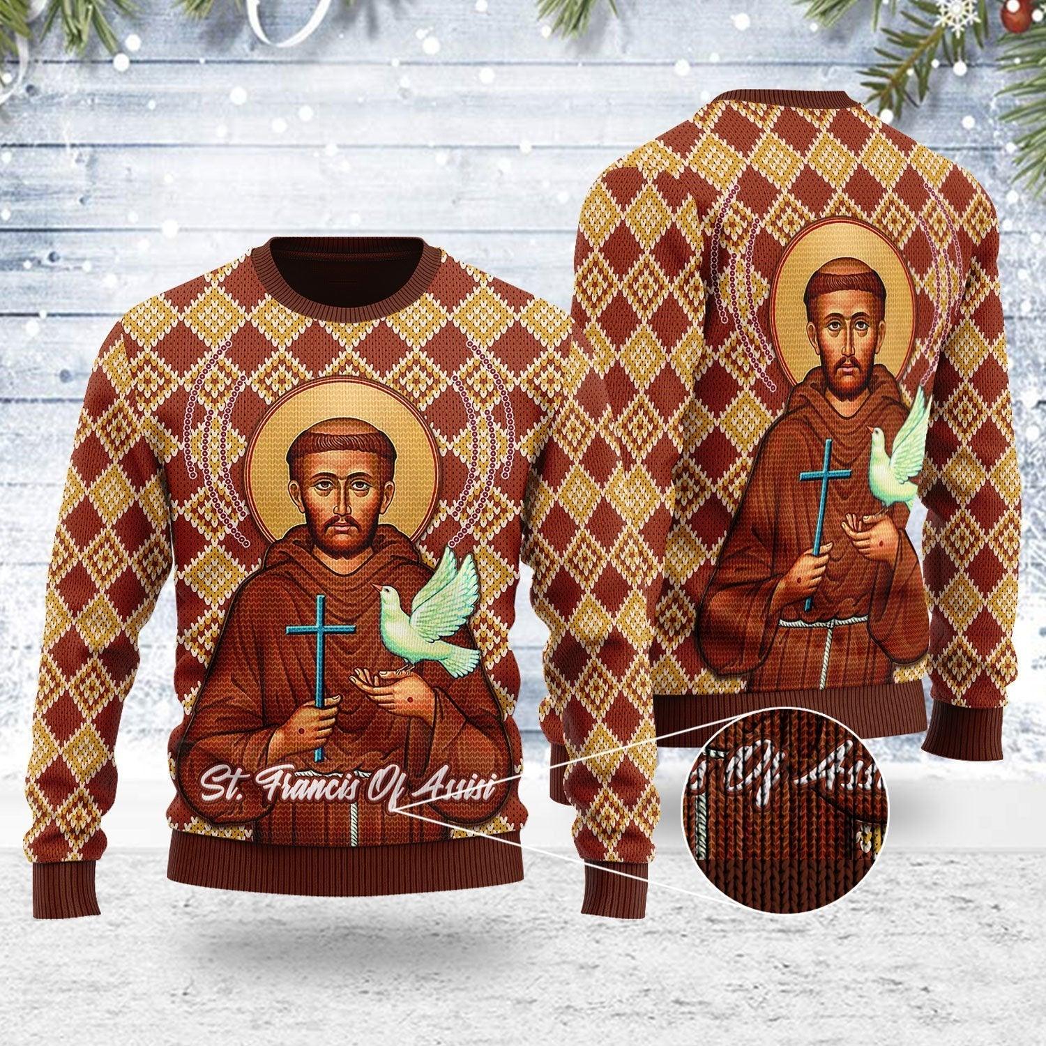 Saint Francis Of Assisi Ugly Christmas Sweater - DucG