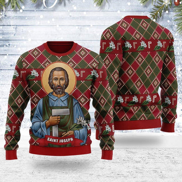 Saint Joseph Ugly Christmas Sweater - CustomsPig