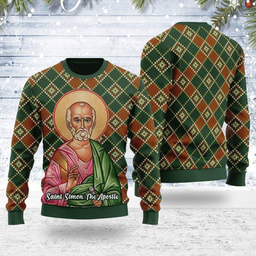 Saint Simon the Zealot Ugly Christmas Sweater - CustomsPig