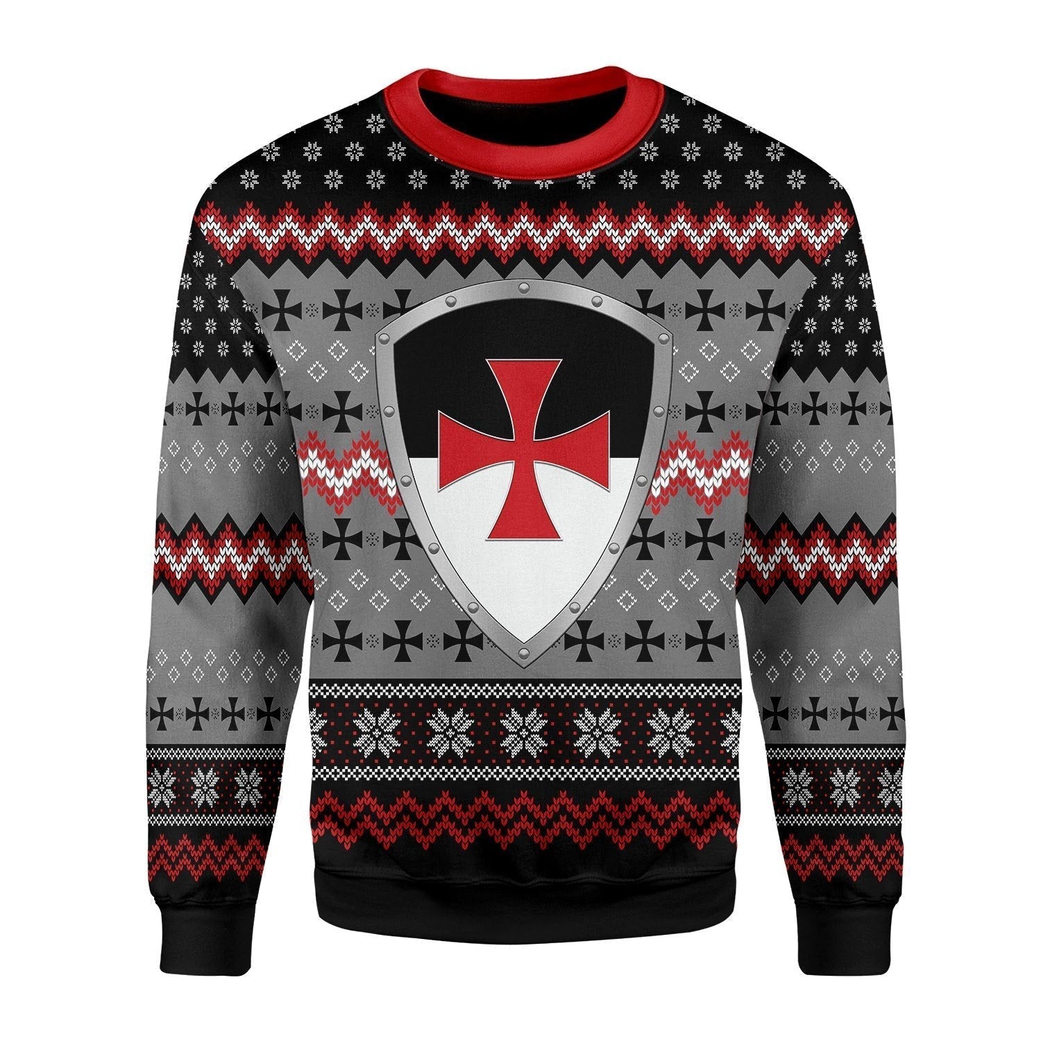 Gearhomies Christmas Unisex Sweater Knigh Templar Ugly Christmas 3D Apparel