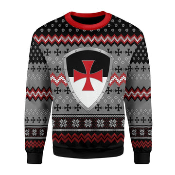 Gearhomies Christmas Unisex Sweater Knigh Templar Ugly Christmas 3D Apparel