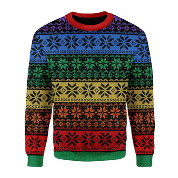 YMskins Christmas Sweater LGBT Pride Flag 3D Apparel