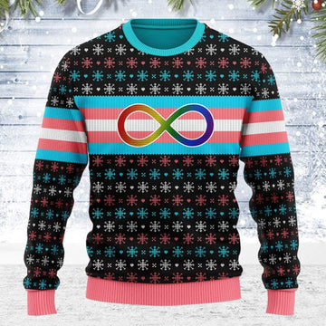Transgender Autistic Flag Ugly Christmas Sweater - DucG