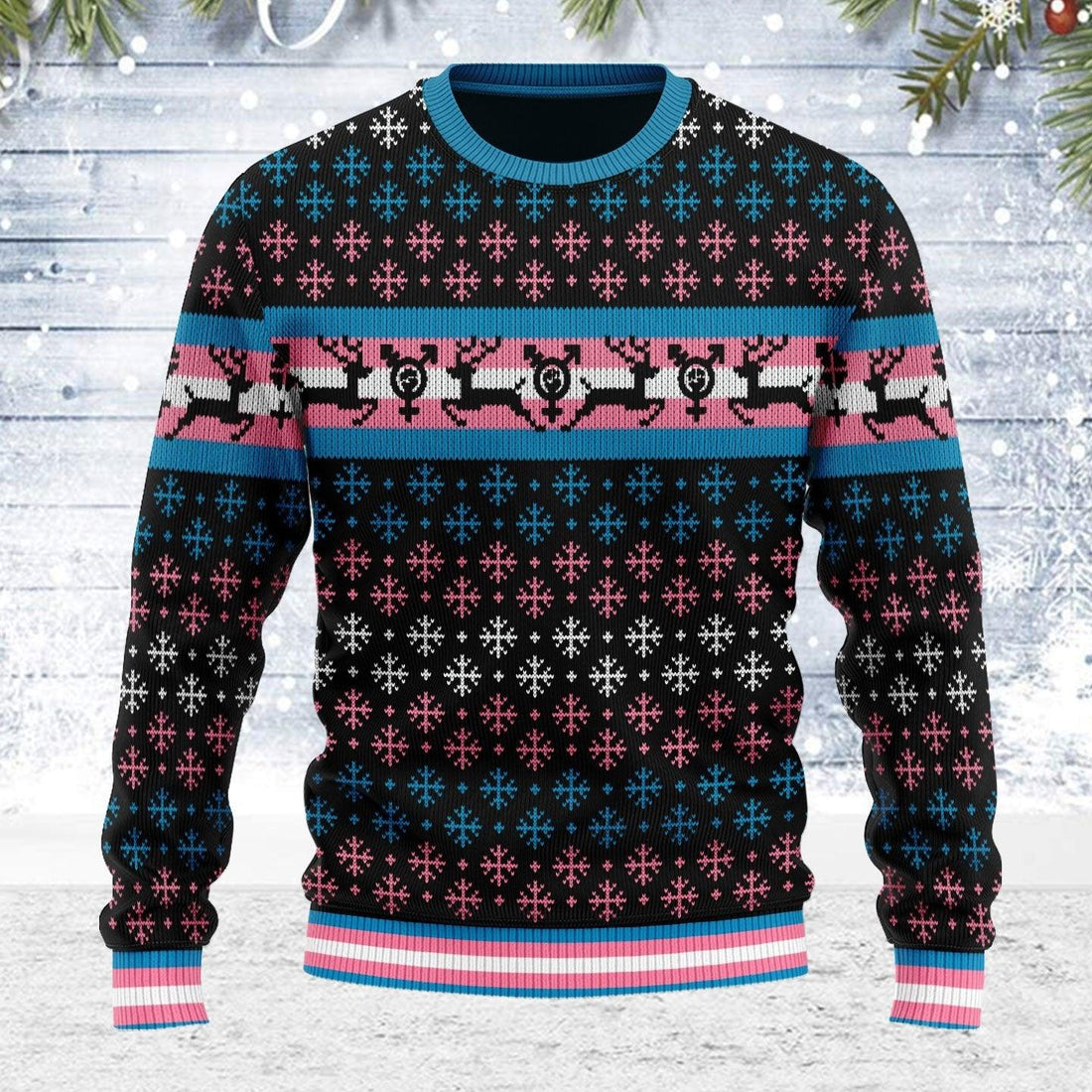 Transgender Pride Flag Ugly Christmas Sweater - OodieGang