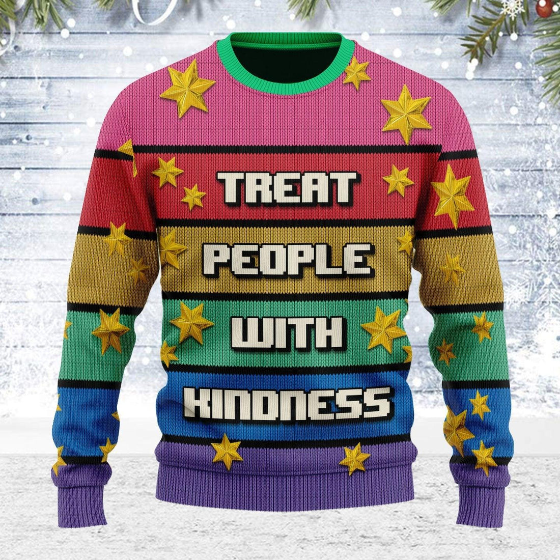 Treat People With Kindness Ugly Christmas Sweater - OodieGang