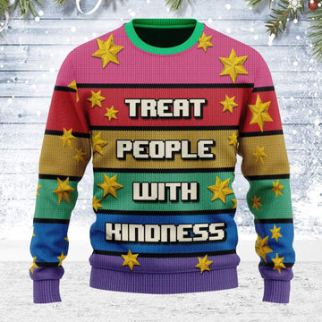 Treat People With Kindness Ugly Christmas Sweater - OodieGang