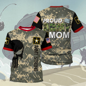 YMskins T-shirt US Army Army Ranks Proud US Army Mom 3D Apparel