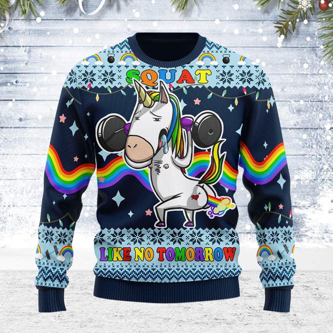 Unicorn Squat Like No Tomorrow Ugly Christmas Sweater - OodieGang