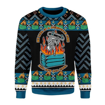 Gearhomies Christmas Unisex Sweater My Life Is A Dumpster Fire Ugly Christmas 3D Apparel