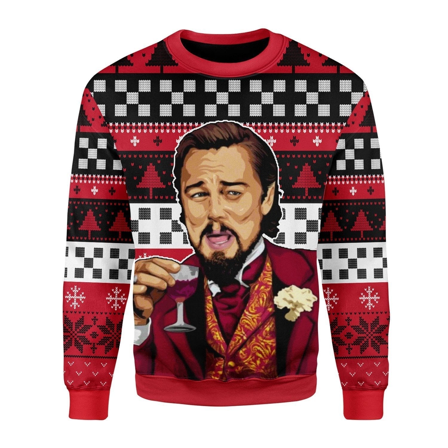 Gearhomies Christmas Unisex Sweater Laughing Leo Meme 3D Apparel