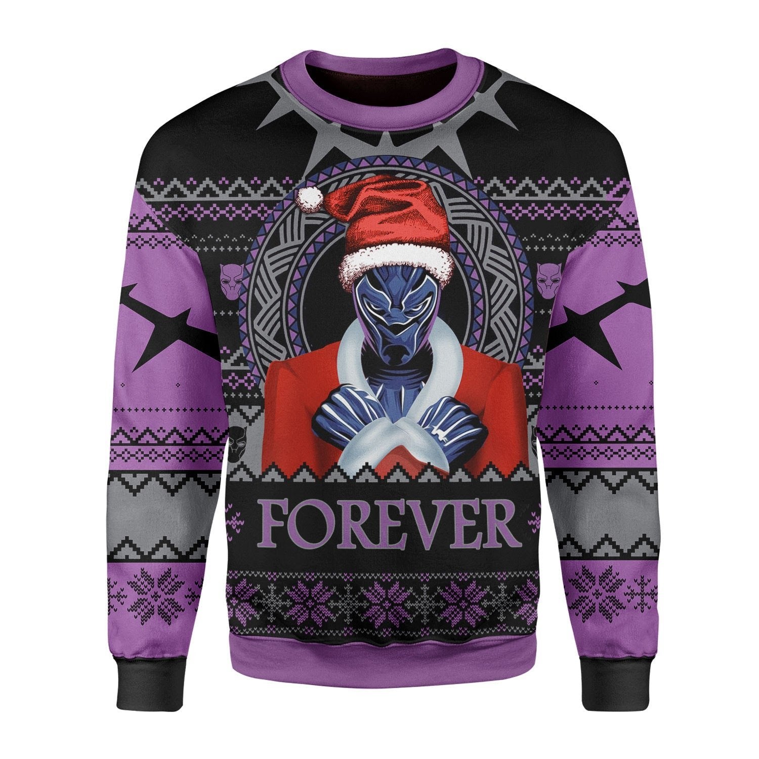 Gearhomies Christmas Unisex Sweater Santa Black Panther Wankada 3D Apparel