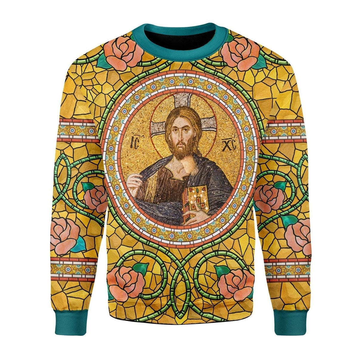 Golden Pattern Jesus Christ Sweatshirt - DucG