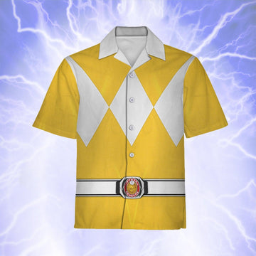 Yellow Ranger Mighty Morphin Hawaiian Shirt Beach Shorts - Gearhomie.com