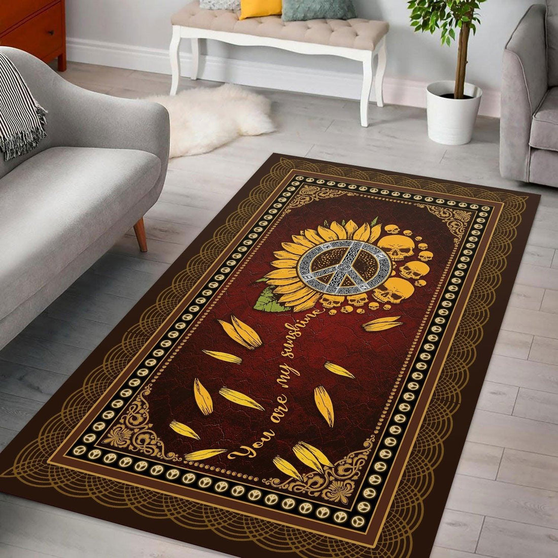 You Are My Sunshine Hippie Skull Rug - DucG