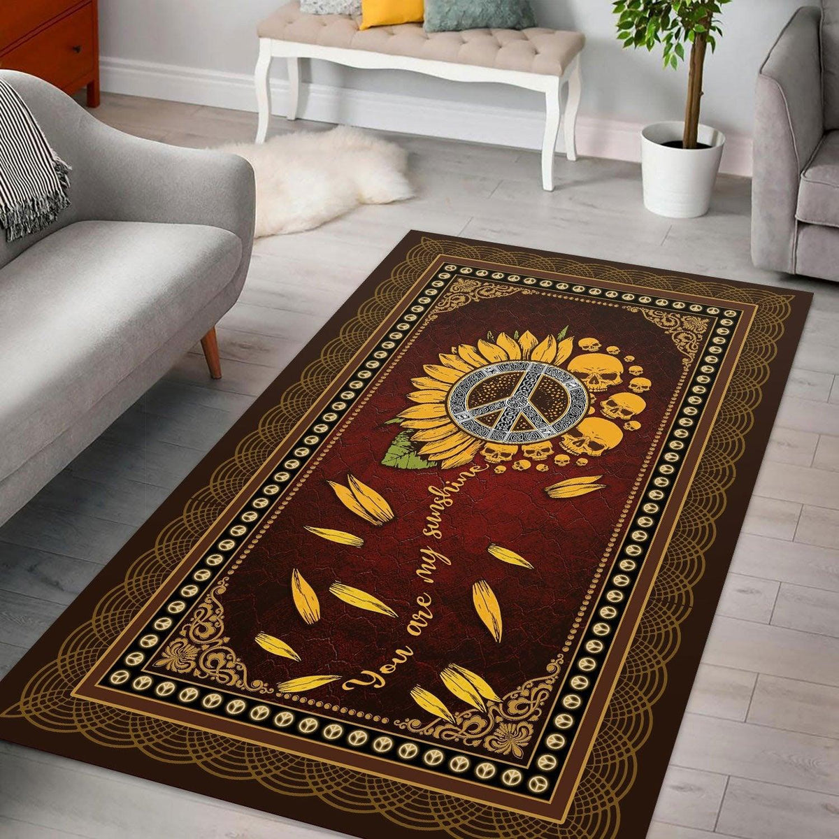 You Are My Sunshine Hippie Skull Rug - DucG