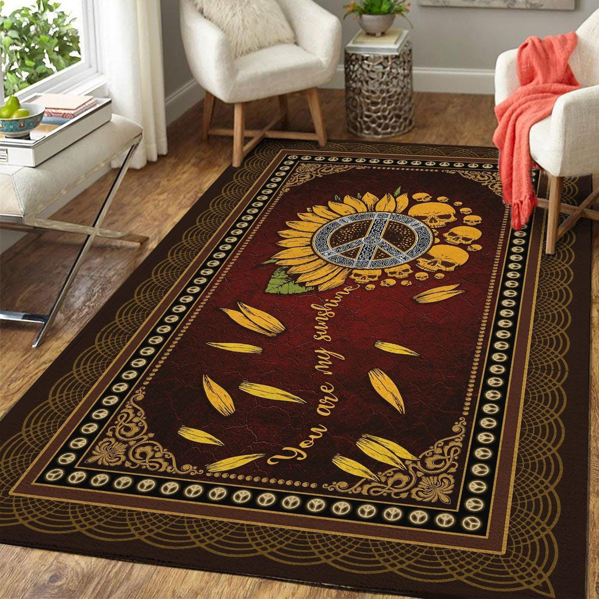 You Are My Sunshine Hippie Skull Rug - DucG