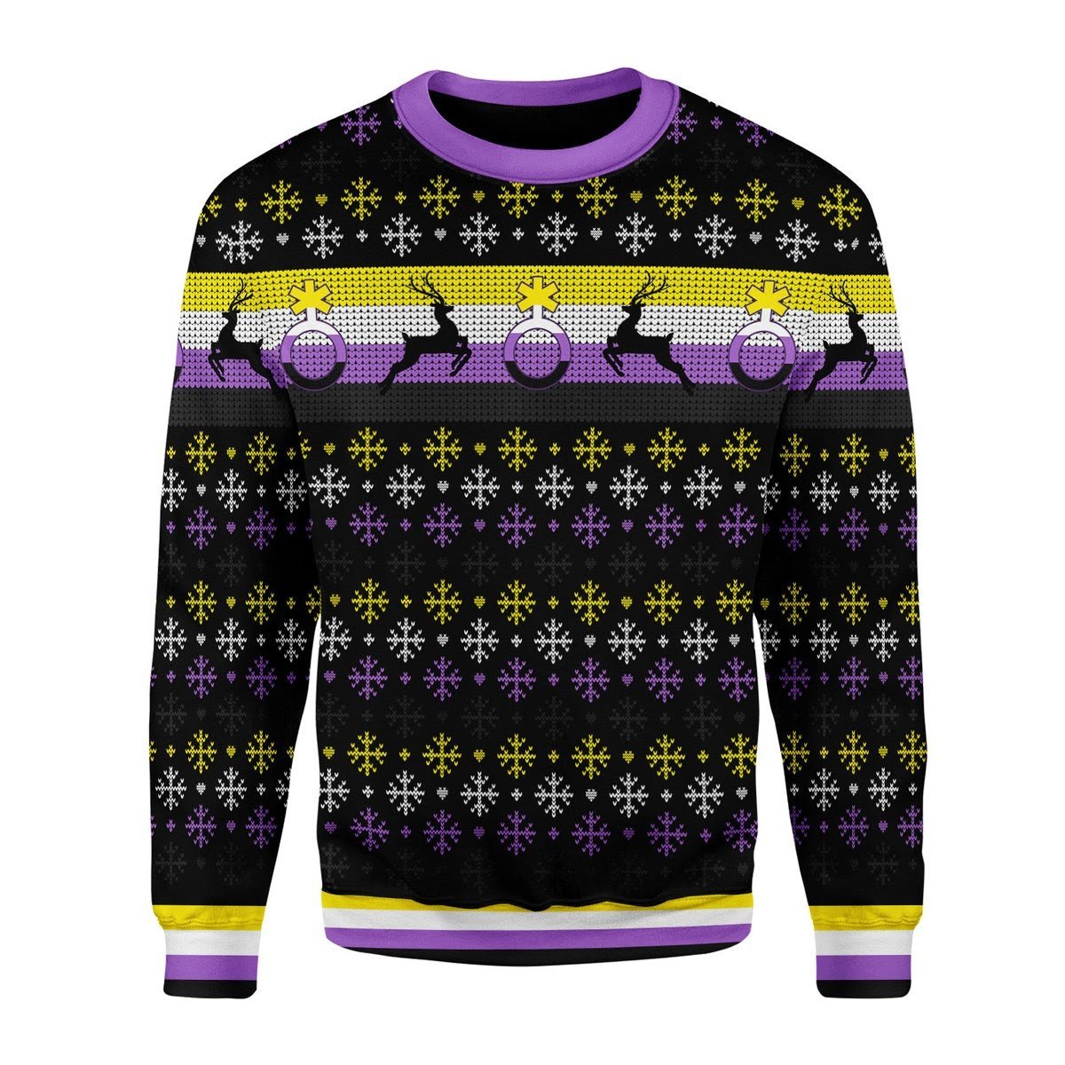 Gearhomies Christmas Unisex Sweater Nonbinary Flag 3D Apparel