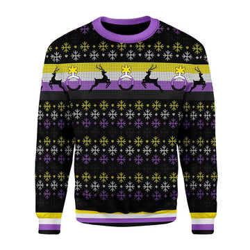 Gearhomies Christmas Unisex Sweater Nonbinary Flag 3D Apparel